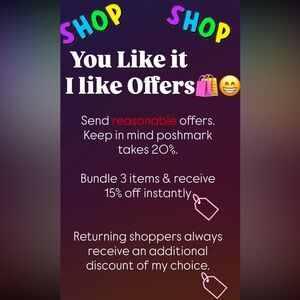 YOU LIKE IT. I LIKE OFFERS
SEND REASONABLE OFFERS!!!